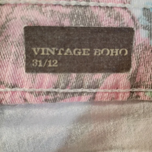 Nine West Vintage America Boho Floral Ankle Pants Denim Multicolor Women's 12 🌸 - Picture 7 of 10